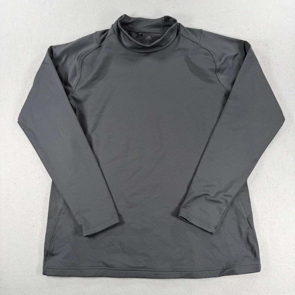 Adidas COLD.RDY Mens Mock Neck Long Sleeve Training Shirt Gray Large